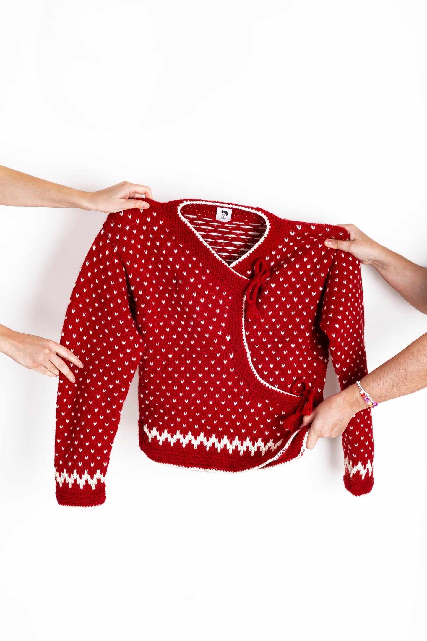 Hand knitted red Cholo jumper