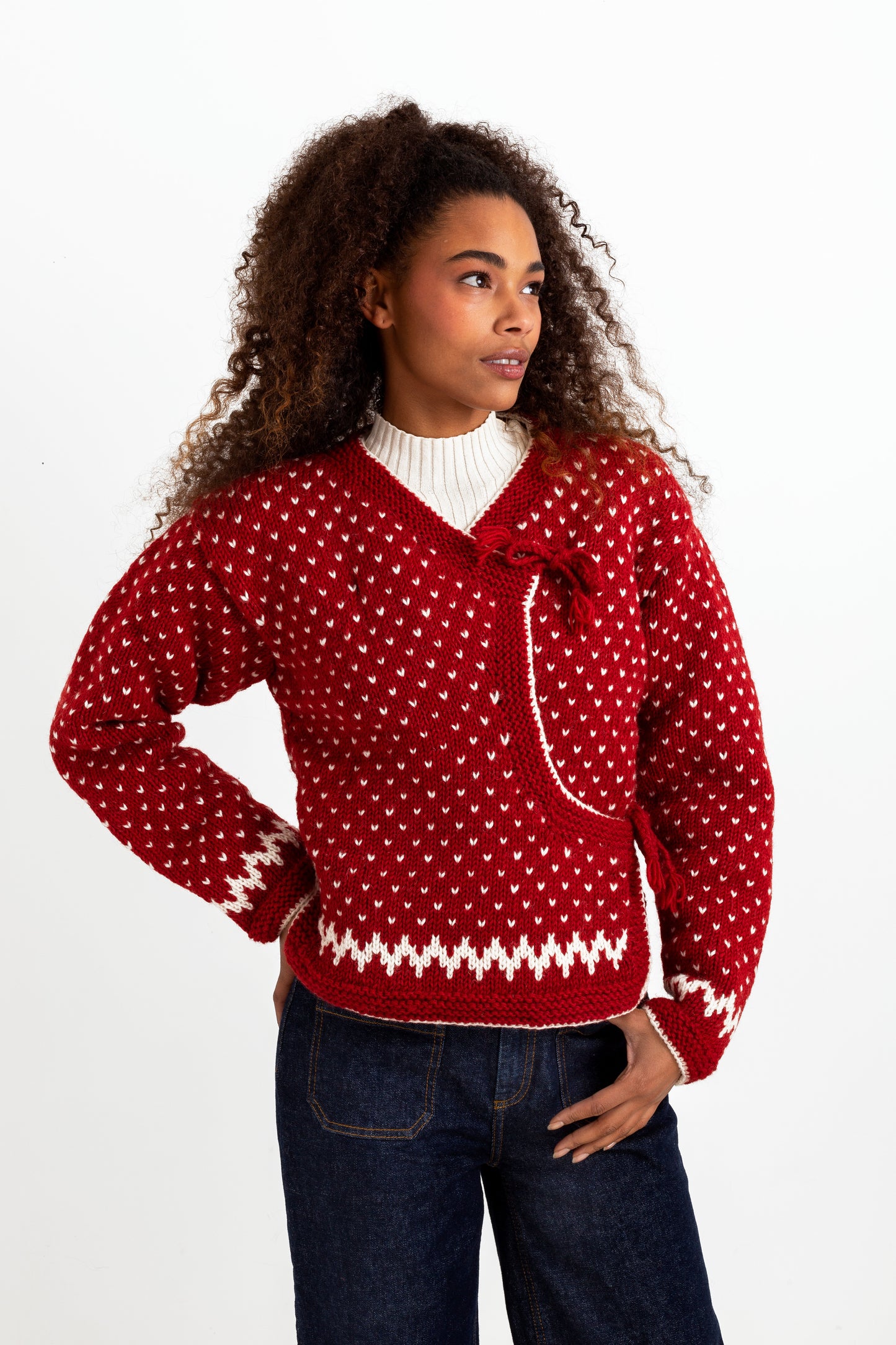 Hand knitted red Cholo jumper